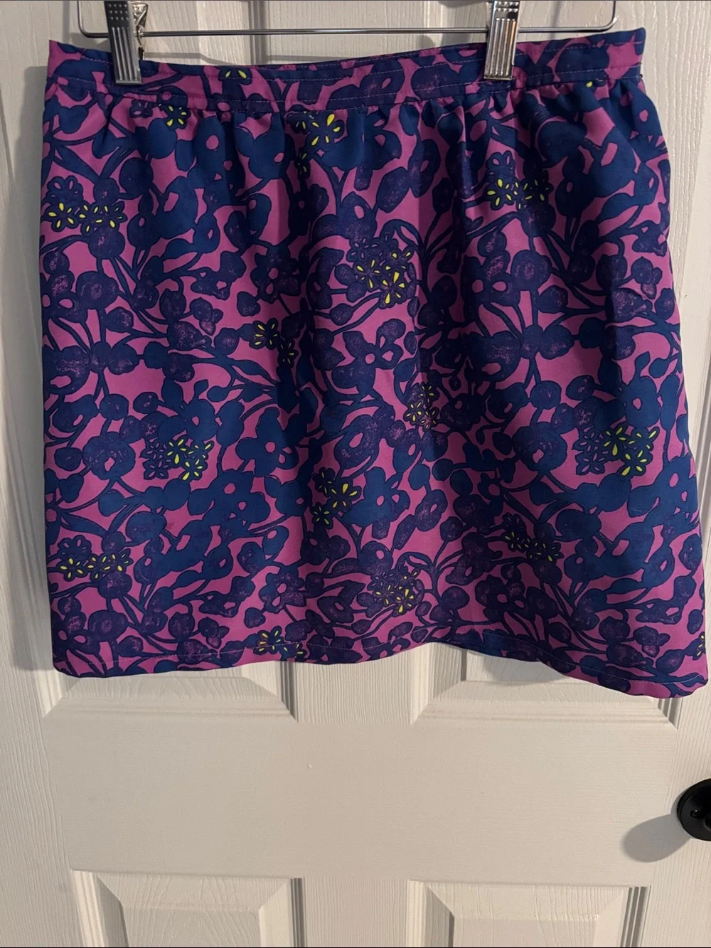 Purple & Blue Floral Mini Skirt with pockets and side zipper